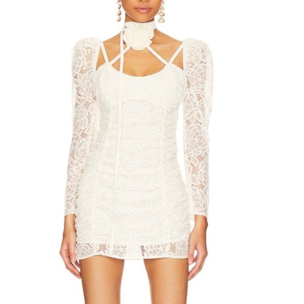 For Love and Lemons NWT Sz S Ret $248 IVORY Lace Body-Con Dress